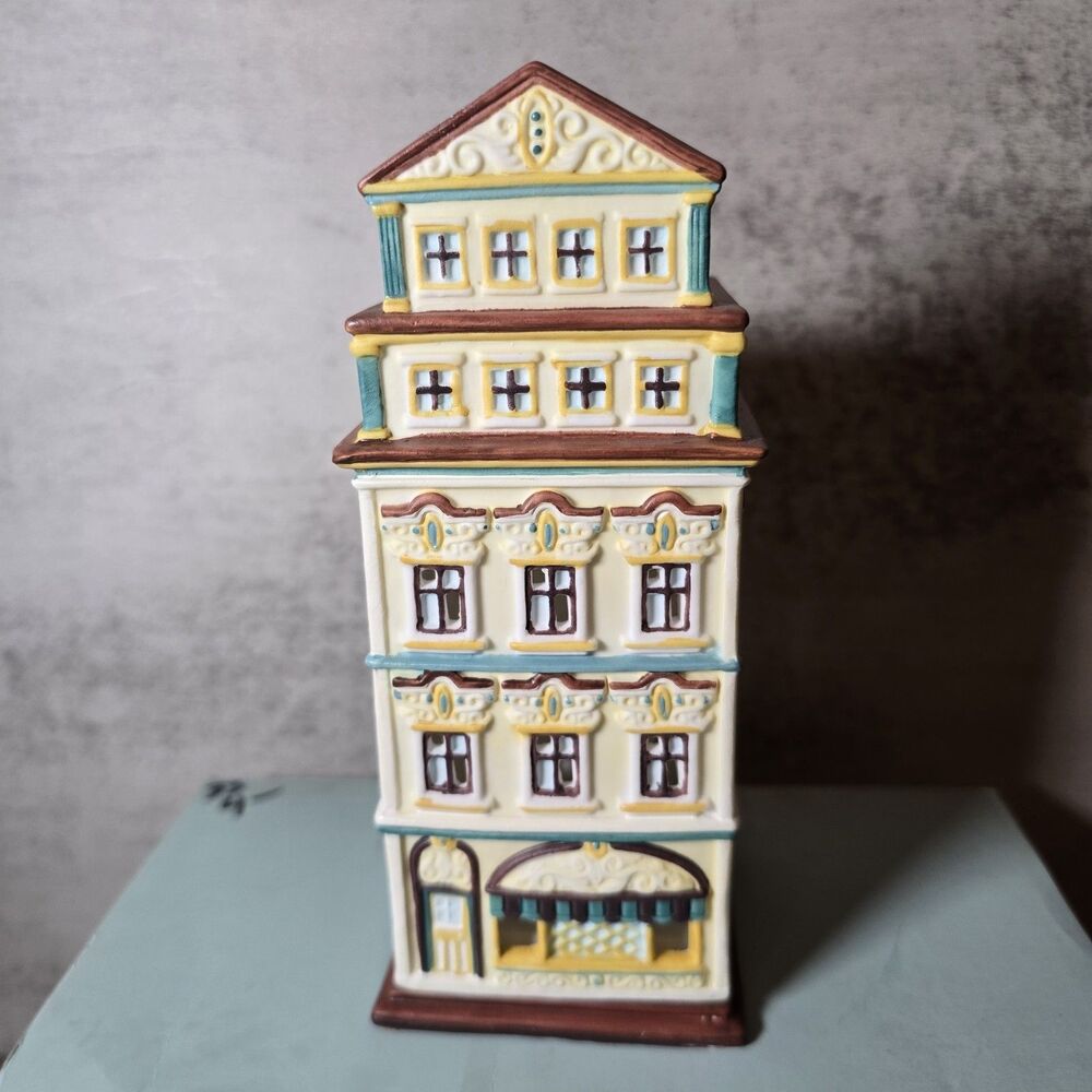 PartyLite Cafe Amsterdam Tealight House P8275 Hand Painted Retired Cottagecore - Picture 1 of 5